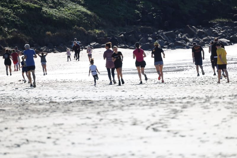 Ballina Athletics Club members at Shelly Beach