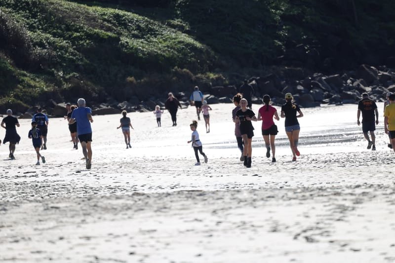 Ballina Athletics Club members at Shelly Beach