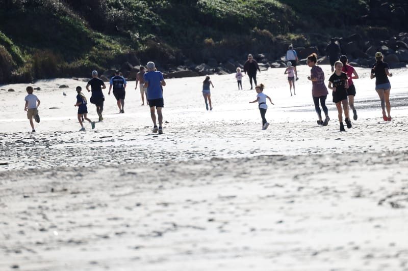 Ballina Athletics Club members at Shelly Beach